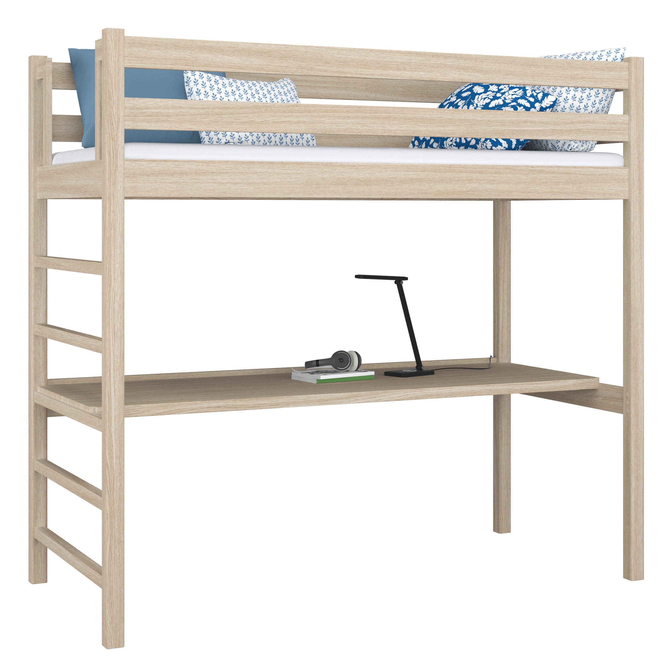 HOCHBETT N01 mit Schreibtisch Sonoma Eiche 80/200 - Sonoma Eiche, Naturmaterialien/Holz (80/200cm) - N-Wood