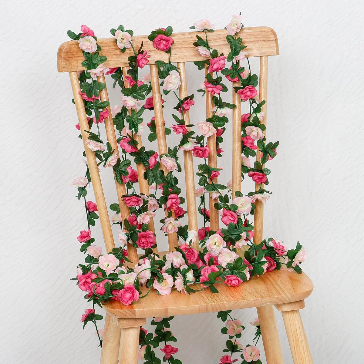 KÜNSTLICHE Blumengirlande 5 Stück 2,45 m Rosa Rosen - Multicolor, Kunststoff (1cm)