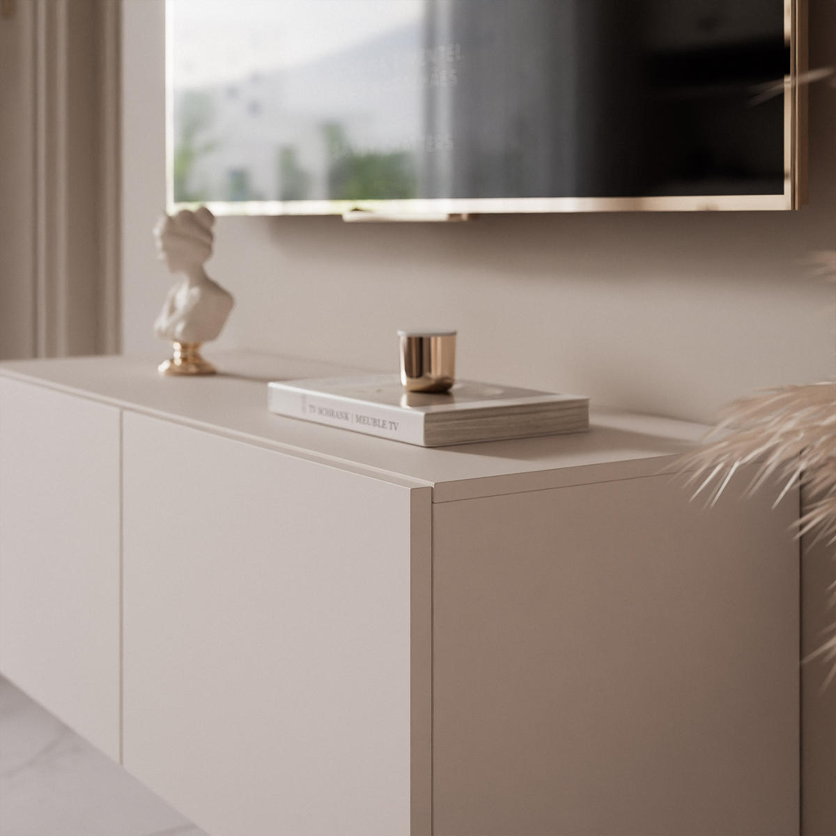 TV-LOWBOARD kaschmir, hängend mit LED-Beleuchtung - Kaschmir, Holzwerkstoff (100/36/40cm) - Idohome