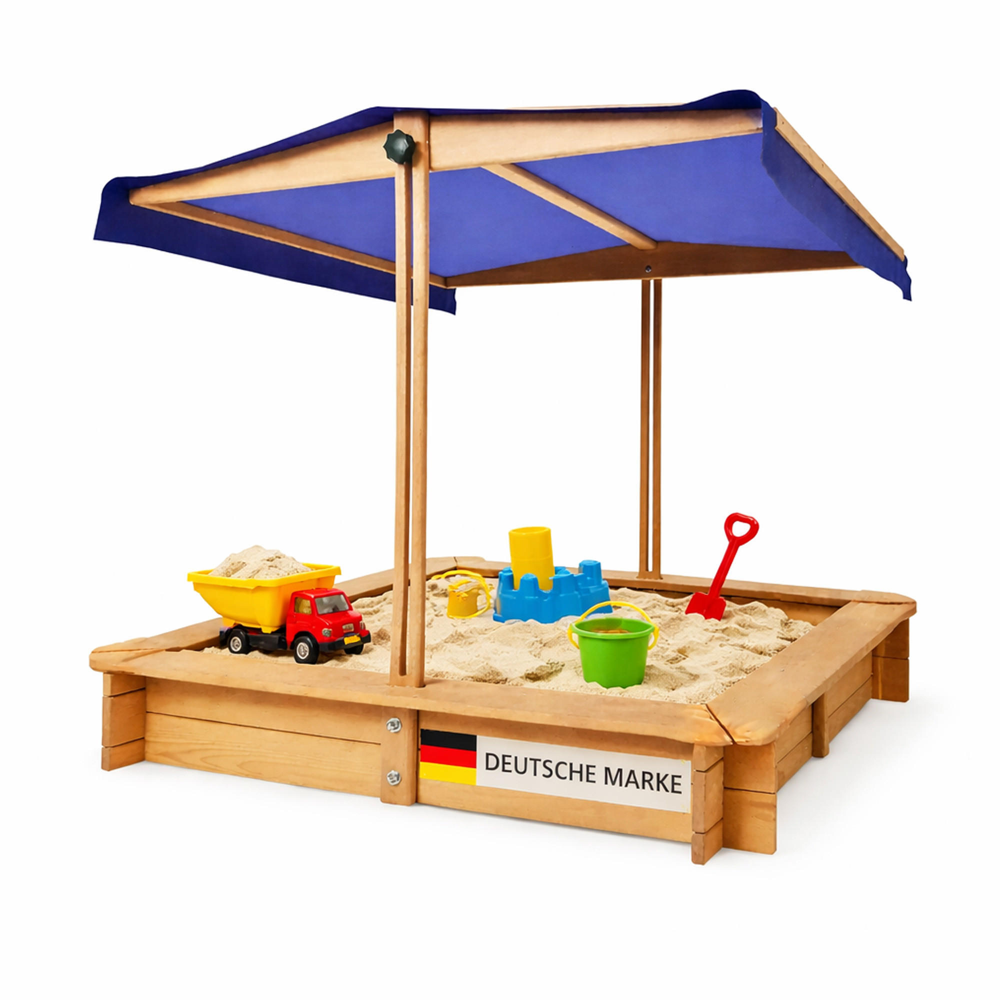 SANDKASTEN mit höhenverstellbarem Dach 98x98x17 cm - Braun, Naturmaterialien (98/98/17cm) - Bestlivings