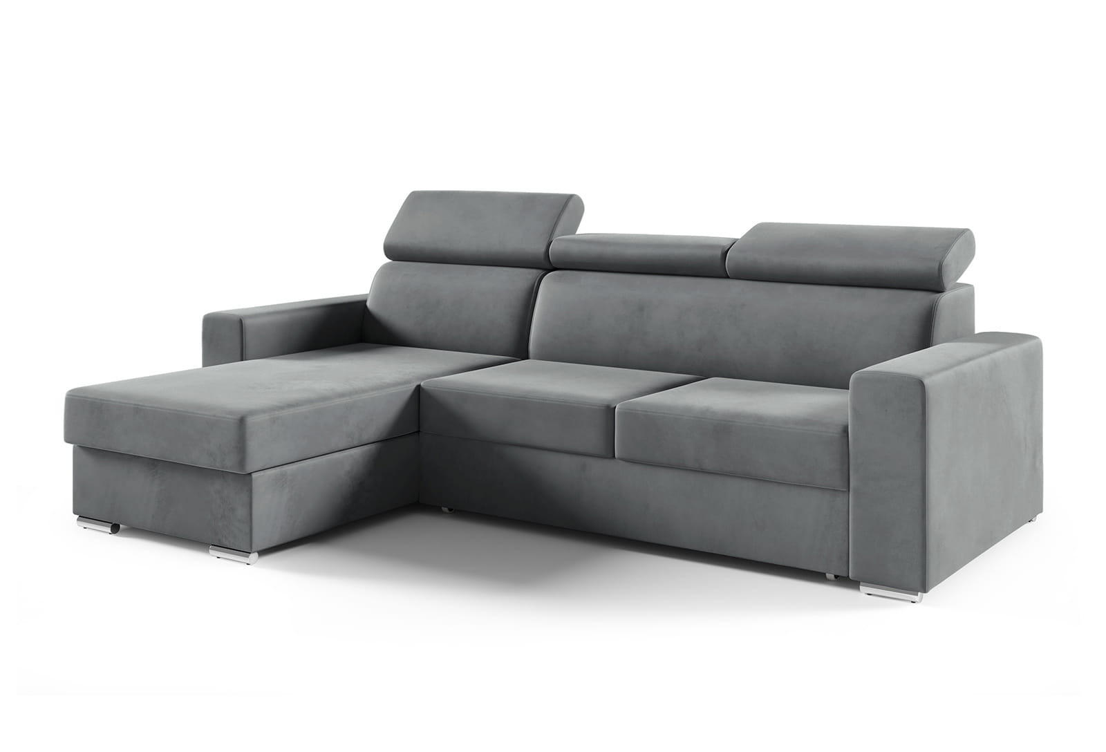 ECKSOFA Nela L-Form mit Bettkasten und Schlaffunktion - Grau, Textil (245/170cm) - Jerpax