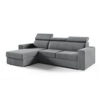 ECKSOFA Nela L-Form mit Bettkasten und Schlaffunktion - Grau, Textil (245/170cm) - Jerpax