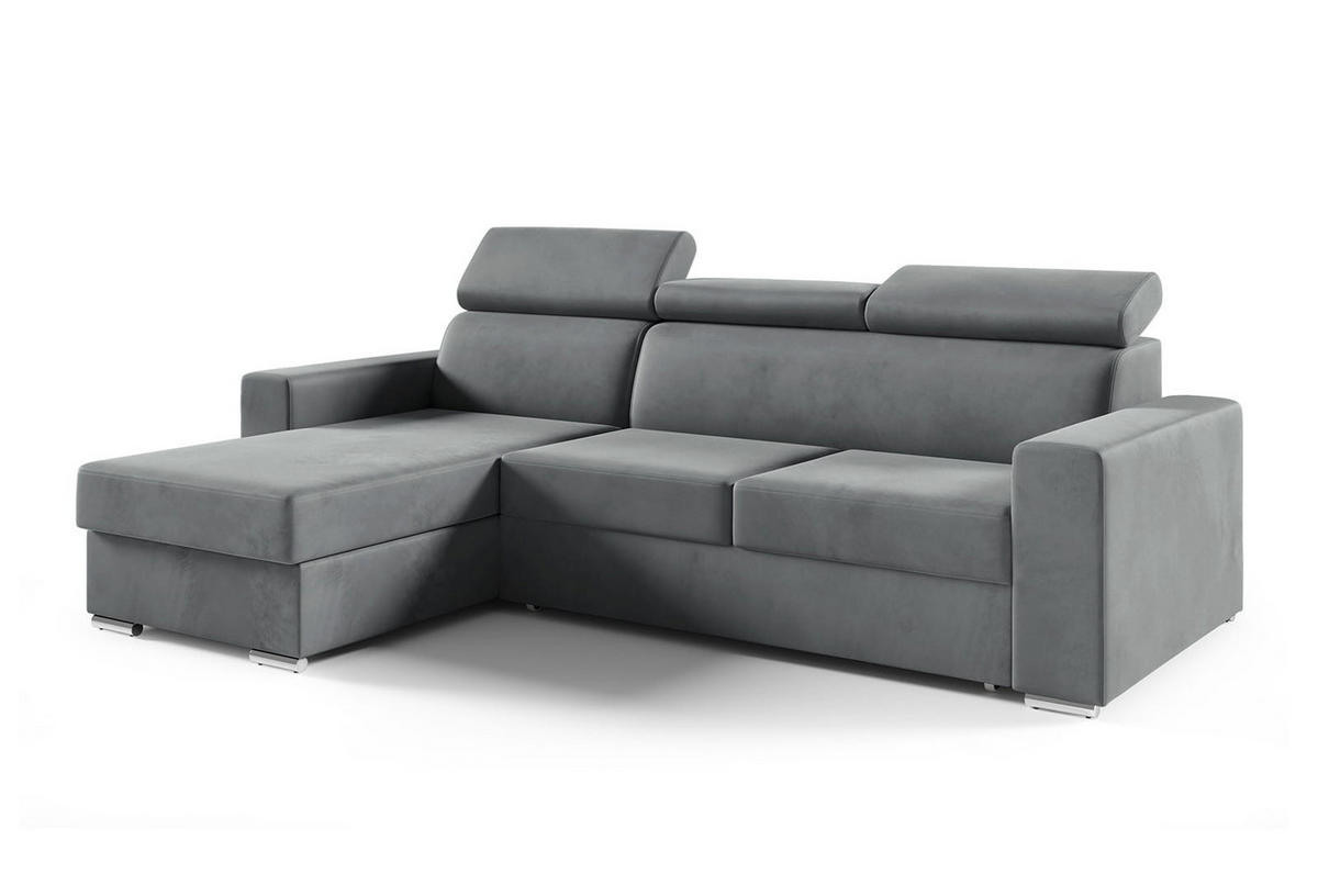 ECKSOFA Nela L-Form mit Bettkasten und Schlaffunktion - Grau, Textil (245/170cm) - Jerpax