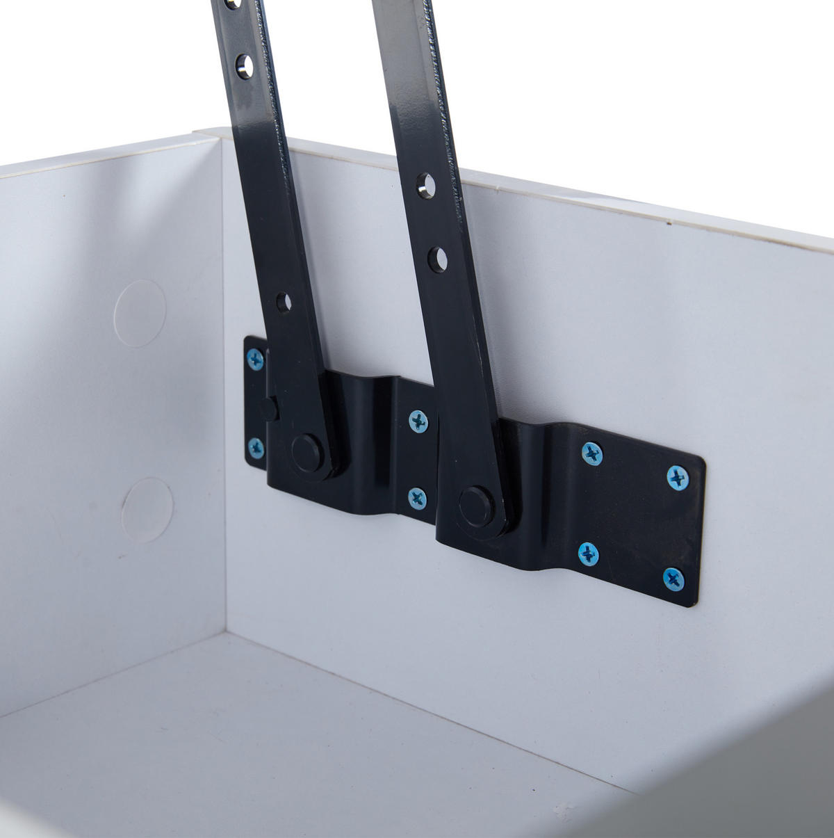 COUCHTISCH aus MDF 70x70x35 cm Weiß/Grau mit höhenverstellbarer Platte, Schublade und LED-Beleuchtung - Weiß, Holzwerkstoff (70/70/35cm) - Modfu
