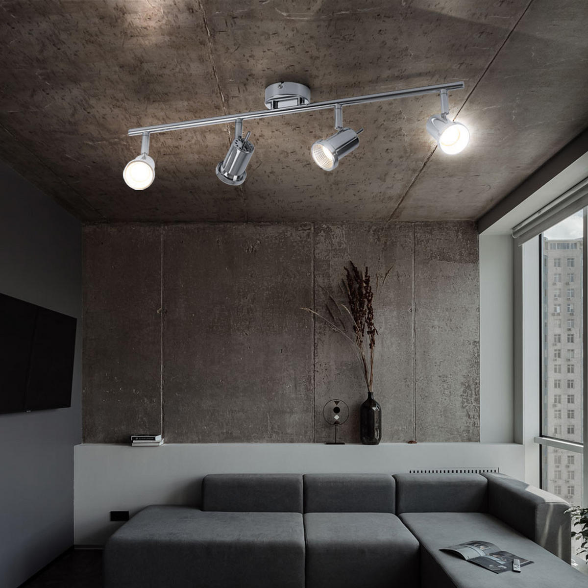 LED DECKENLEUCHTE Chrom silber verstellbar - Silberfarben, Metall (63/8/14cm)