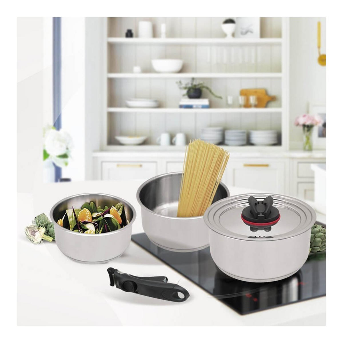 TOPF Silber 45/21/21 cm MR35315 - Silberfarben, Metall (45cm) - Maestro 
