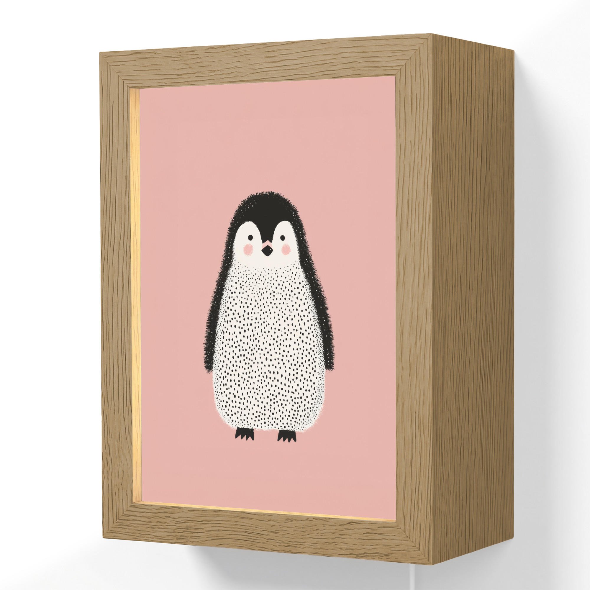 OnlyWow NÁSTĚNNÁ LAMPA Tučňák - Tečky - Minimalistický - Růžový 15x20 cm