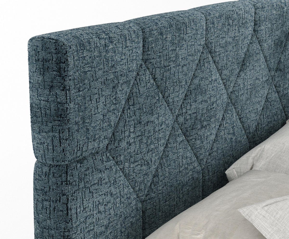 BOXSPRINGBETT Toma Blau 180/200 cm - Blau/Schwarz, Holz/Holzwerkstoff (180/200cm) - Maison de Reve