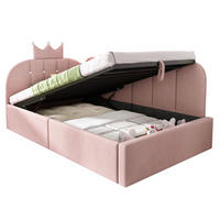 KINDERBETT Polsterbett 90/190 cm aus Samt mit hydraulischem Stauraum Rosa - Rosa, Textil (90/190cm) - Modenvie