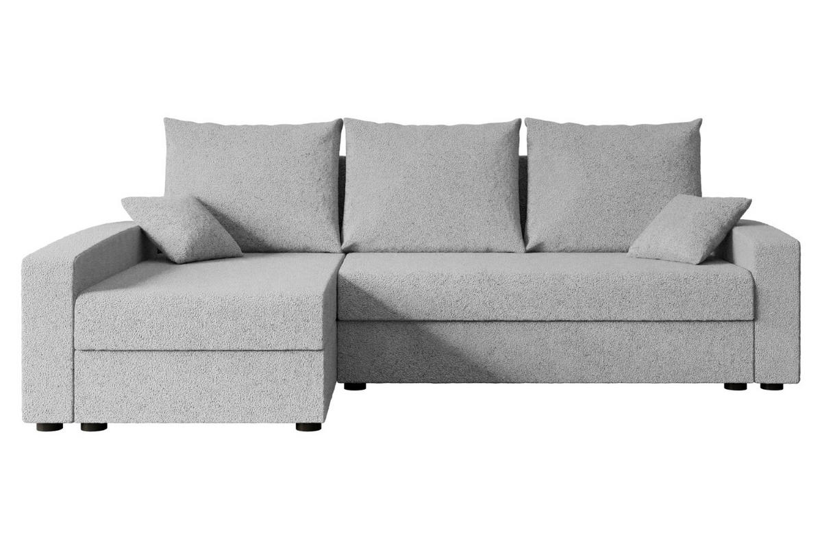ECKSOFA mit Schlaffunktion und Bettkasten ALESIA-L 231x140x90 cm Grau Bouclé - Silberfarben/Hellgrau, Holzwerkstoff/Kunststoff (231/140cm) - ALTDECOR