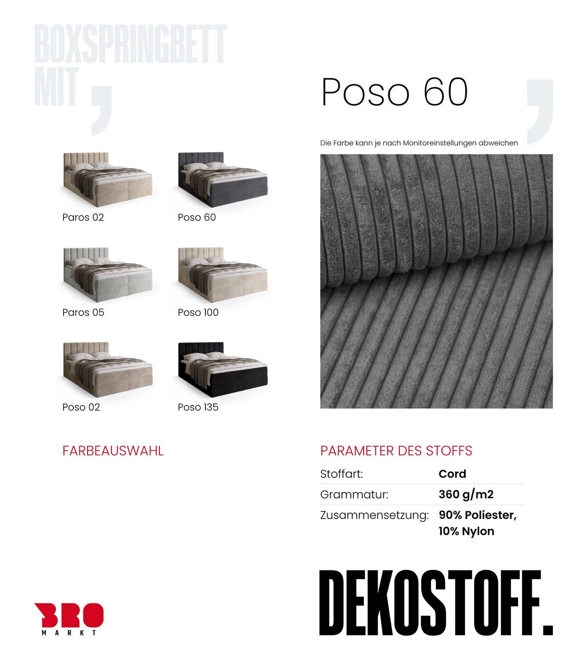 BOXBETT DENVER mit Topper 140x200 Dunkelgrau - Dunkelgrau, Textil (140/200cm) - Bromarkt