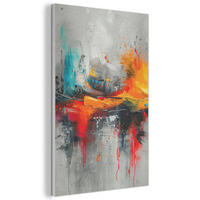 AKUSTIKBILD Moderne Kunst - Orange - Grau - Abstrakt Wanddeko 60x90 cm - Hellgrau, Kunststoff (60/90/0.9cm) - MuchoWow