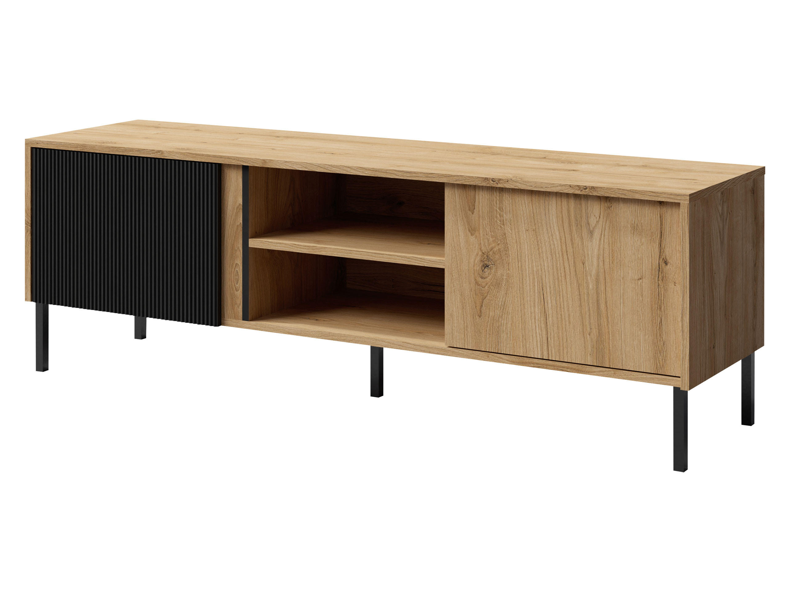 TV-LOWBOARD Mia 06 - Schwarz/Braun, Holzwerkstoff/Metall (150/50/41cm) - MIRJAN24