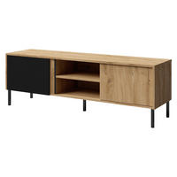 TV-LOWBOARD Mia 06 - Schwarz/Braun, Holzwerkstoff/Metall (150/50/41cm) - MIRJAN24