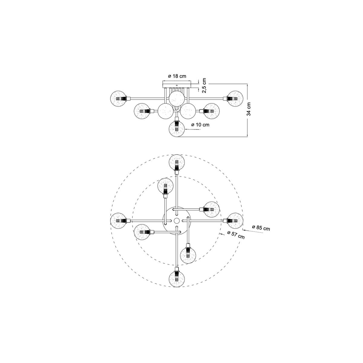 DECKENLEUCHTE Merano, Schwarz und gold, 34cm - Goldfarben, Glas (34/85/34cm) - KOSILUM