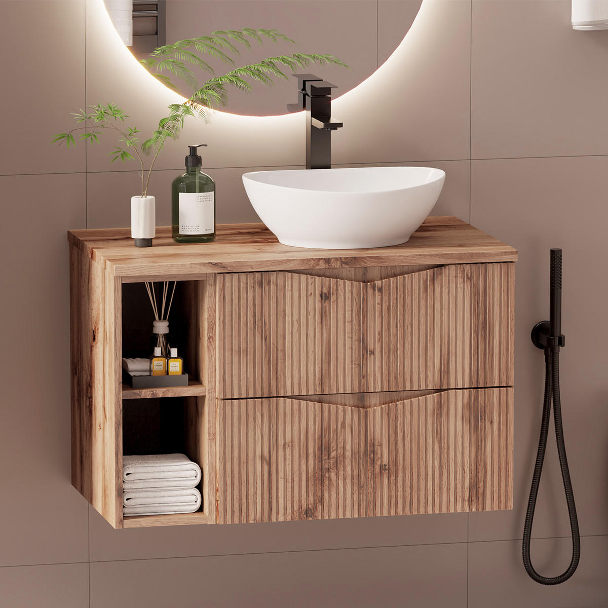 WASCHTISCHUNTERSCHRANK 80.6cm Tao Holz - Braun, Holzwerkstoff (80.6/52.2/46.5cm) - Petits-meubles