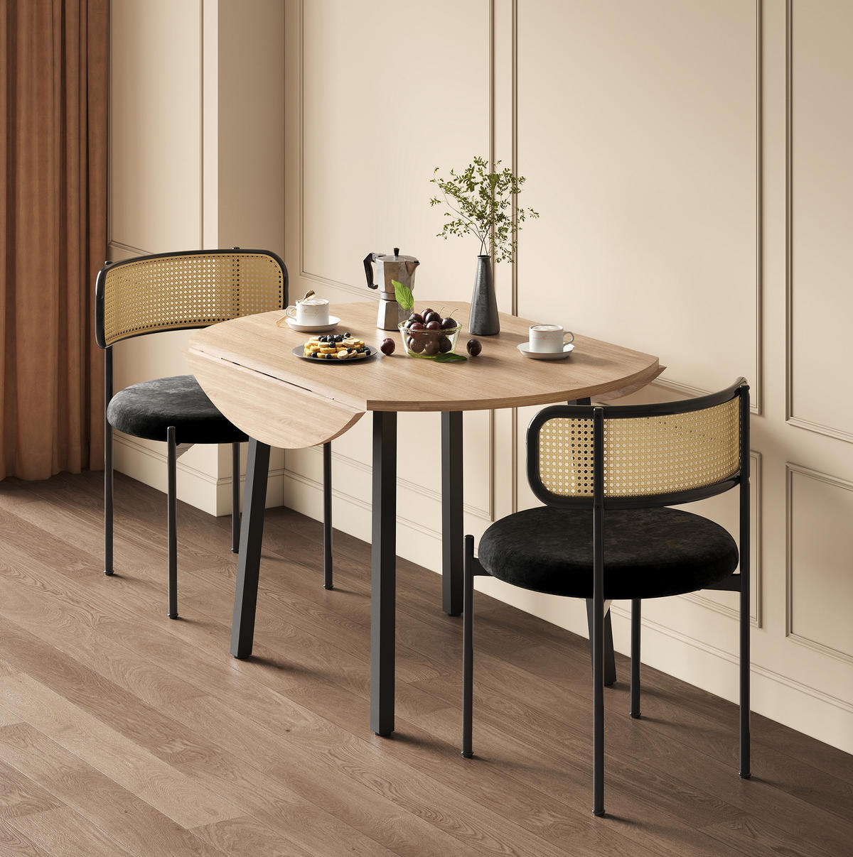 ESSTISCH 100/100 cm in Eicheoptik, klappbar, rund, für 2-4 Personen - Eichefarben, Holzwerkstoff (100/100/75cm) - Flora Grace