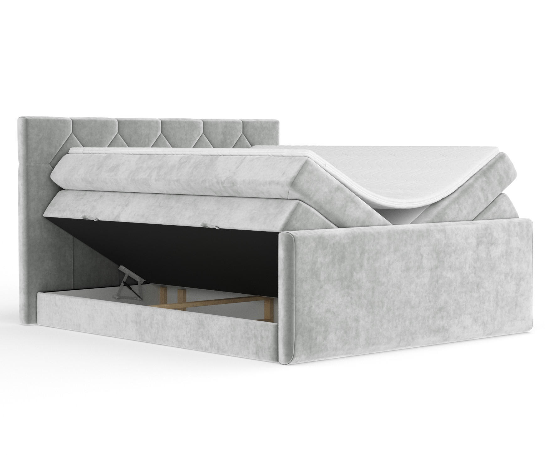 BOXSPRINGBETT Toma Hellgrau 160/200 cm - Hellgrau/Schwarz, Holz/Holzwerkstoff (160/200cm) - Maison de Reve