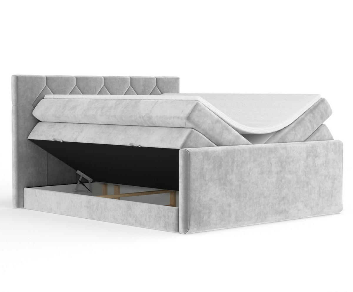 BOXSPRINGBETT Toma Hellgrau 160/200 cm - Hellgrau/Schwarz, Holz/Holzwerkstoff (160/200cm) - Maison de Reve