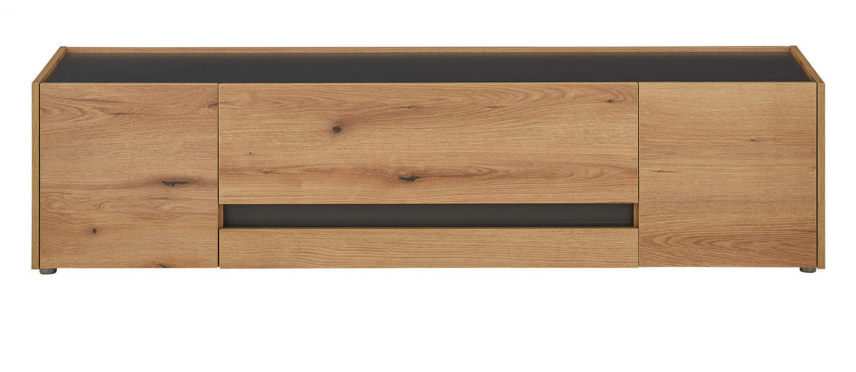 TV-LOWBOARD Eiche Evoke, grau 170 cm, Fernsehtisch mit viel Stauraum - Eichefarben/Schwarz, Holz/Holzwerkstoff (170/40/45cm) - Furn.Design