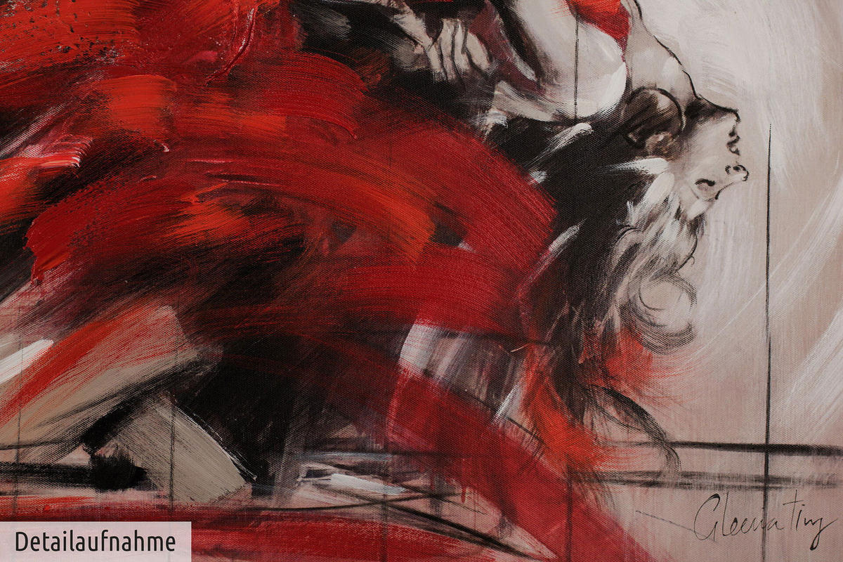ACRYLBILD HANDGEMALT 90/60 cm - Rot, Holz/Textil (90/60cm) - KUNSTLOFT