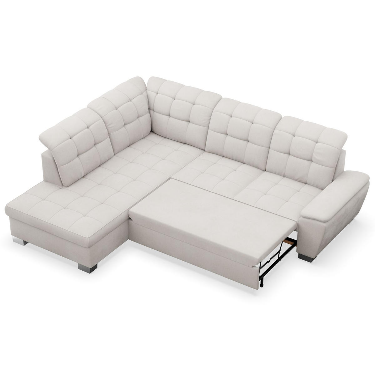 ECKSOFA Jamaal Creme linksseitig - Creme/Schwarz, Textil (258/212cm) - Selsey