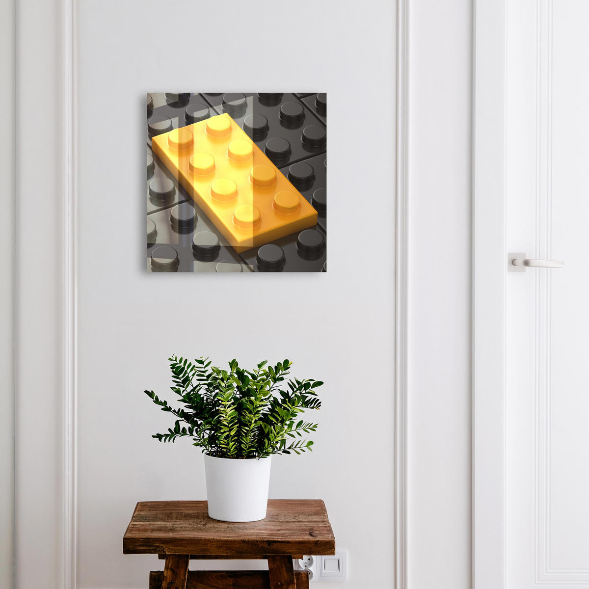 SCHLÜSSELBOX Schwarz 30x30 cm- Türöffnung nach rechts - Gelber Block - Gelb, Metall (30/30/5cm) - TULUP