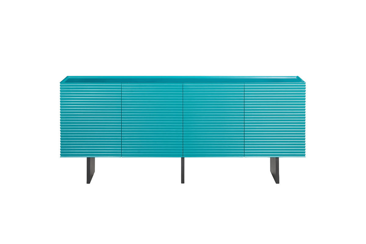 SIDEBOARD LYNN Blau Holz - Blau/Schwarz, Holzwerkstoff/Metall (180/75/40cm) - KAWOLA