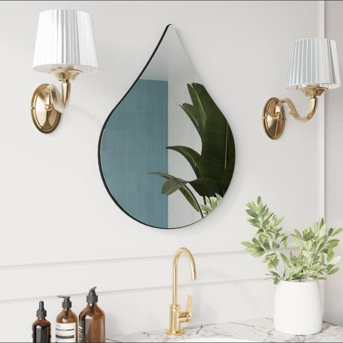 BADSPIEGEL 50 x 70 cm Schwarz flexibel montierbar - Transparent/Schwarz, Glas (50/70/3cm) - Ibonto