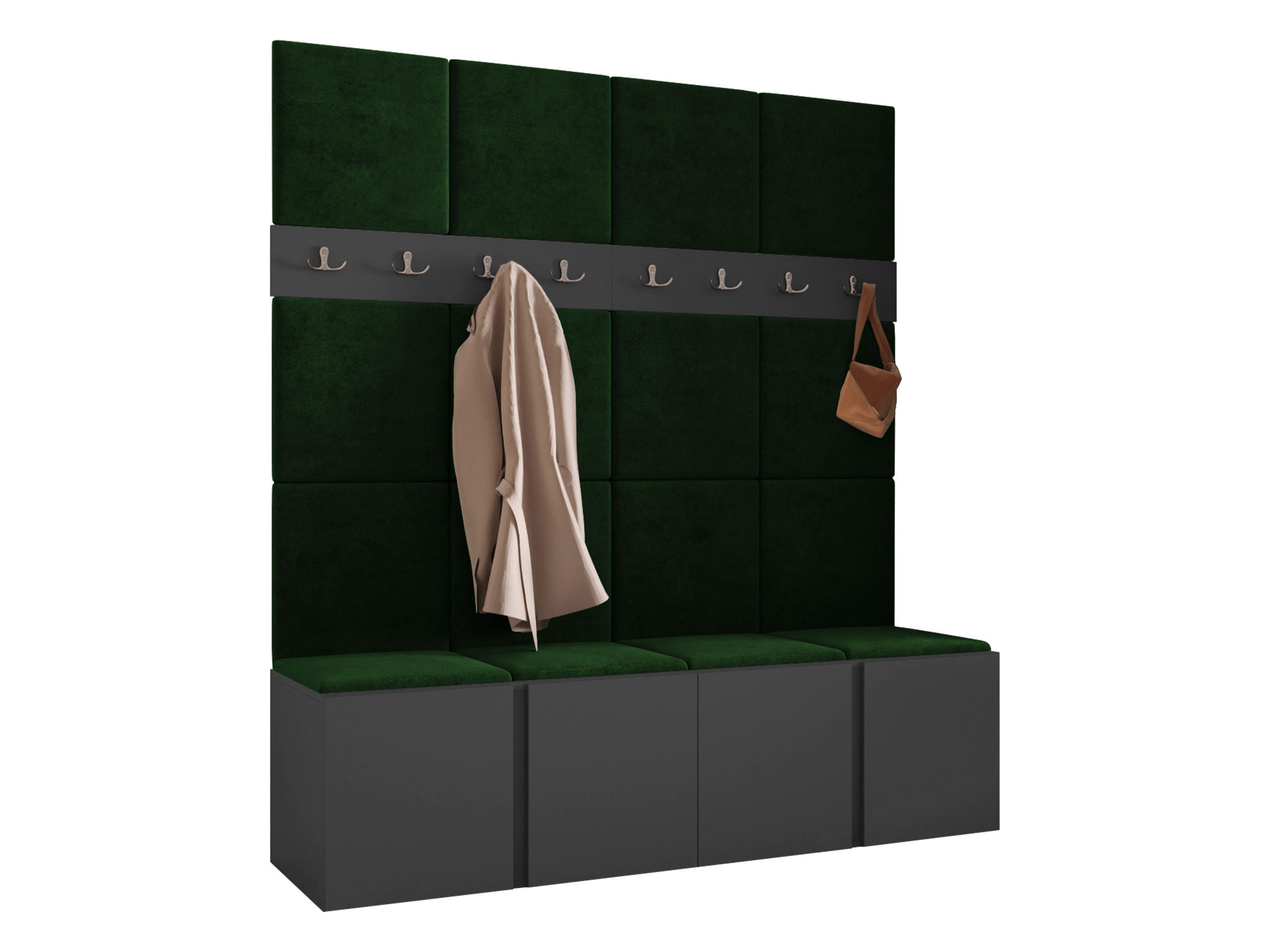 MOBILIER PENTRU HOL Orion V - verde/grafit, material plastic/compozit lemnos (168/186/46cm) - MIRJAN24