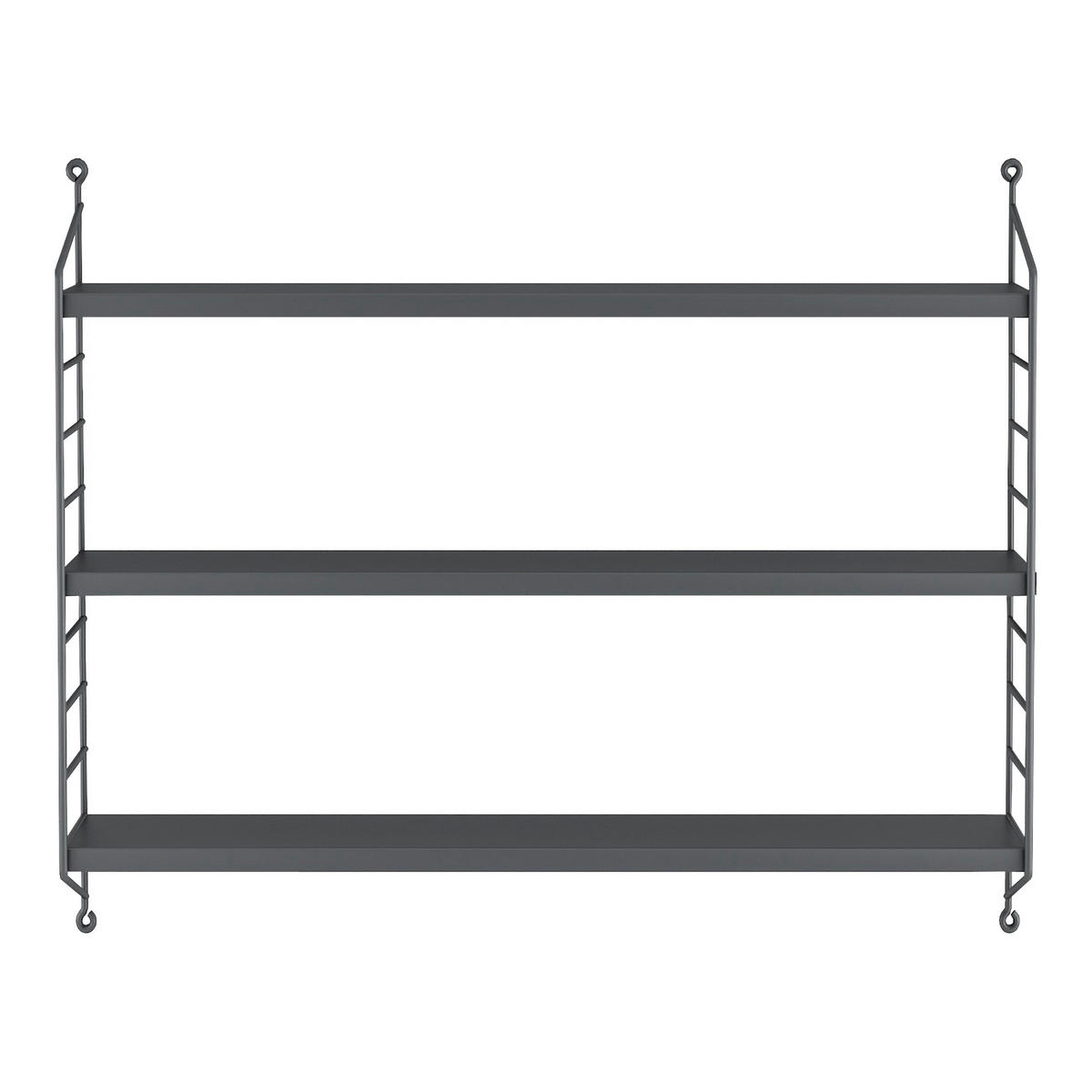 SADA NÁSTĚNNÝCH POLIČEK 4 KS Strängnäs - tmavě šedá, kov (60/50/15cm) - [en.casa]