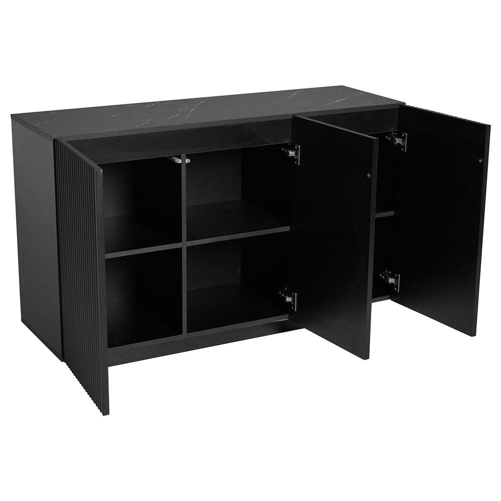 SIDEBOARD mit Beleuchtung in Schwarz - Schwarz, Holz (40/75/120cm) - KOMHTOM
