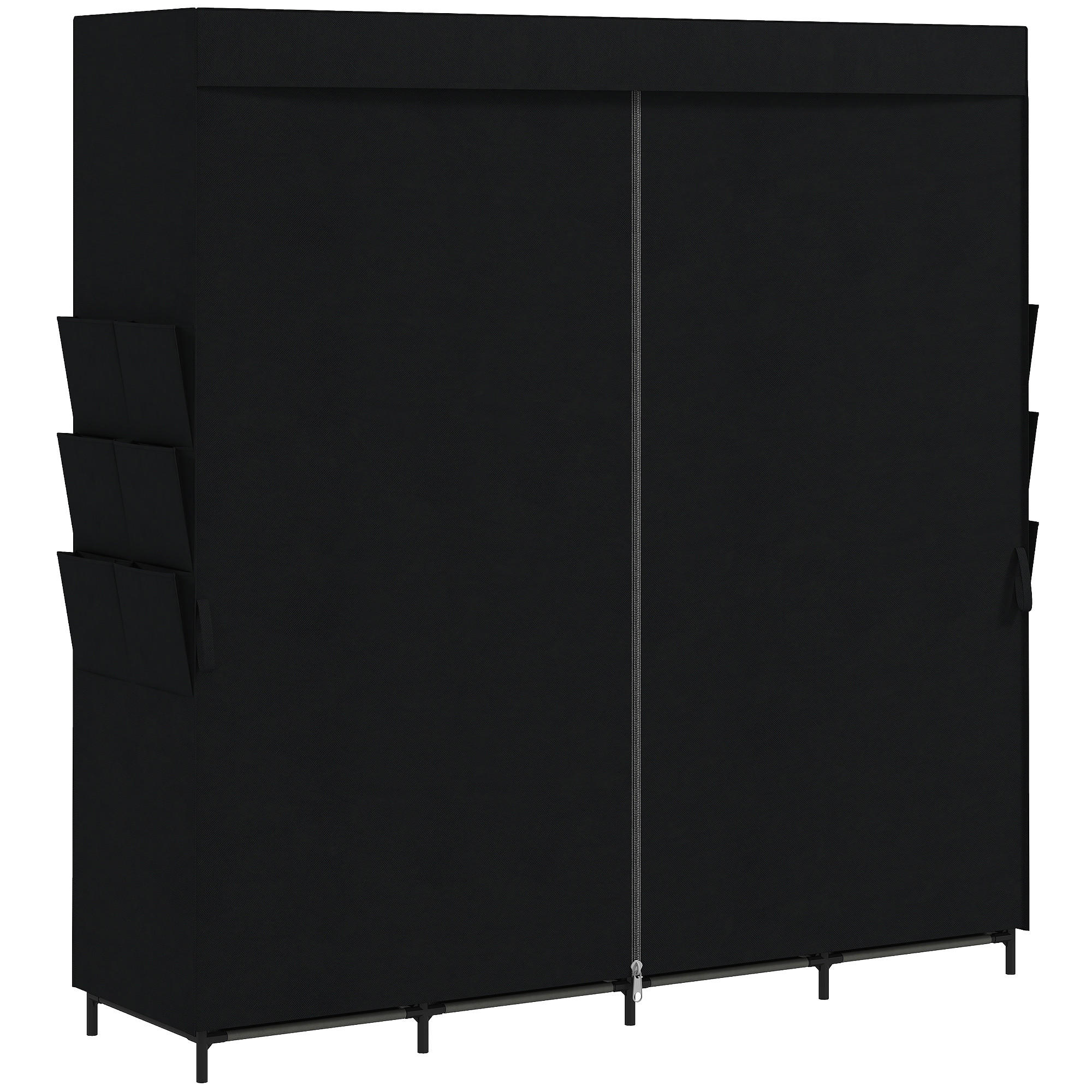 STOFF-KLEIDERSCHRANK Vliesstoff Stahl Schwarz - Schwarz, Textil (45/167/170cm) - HOMCOM