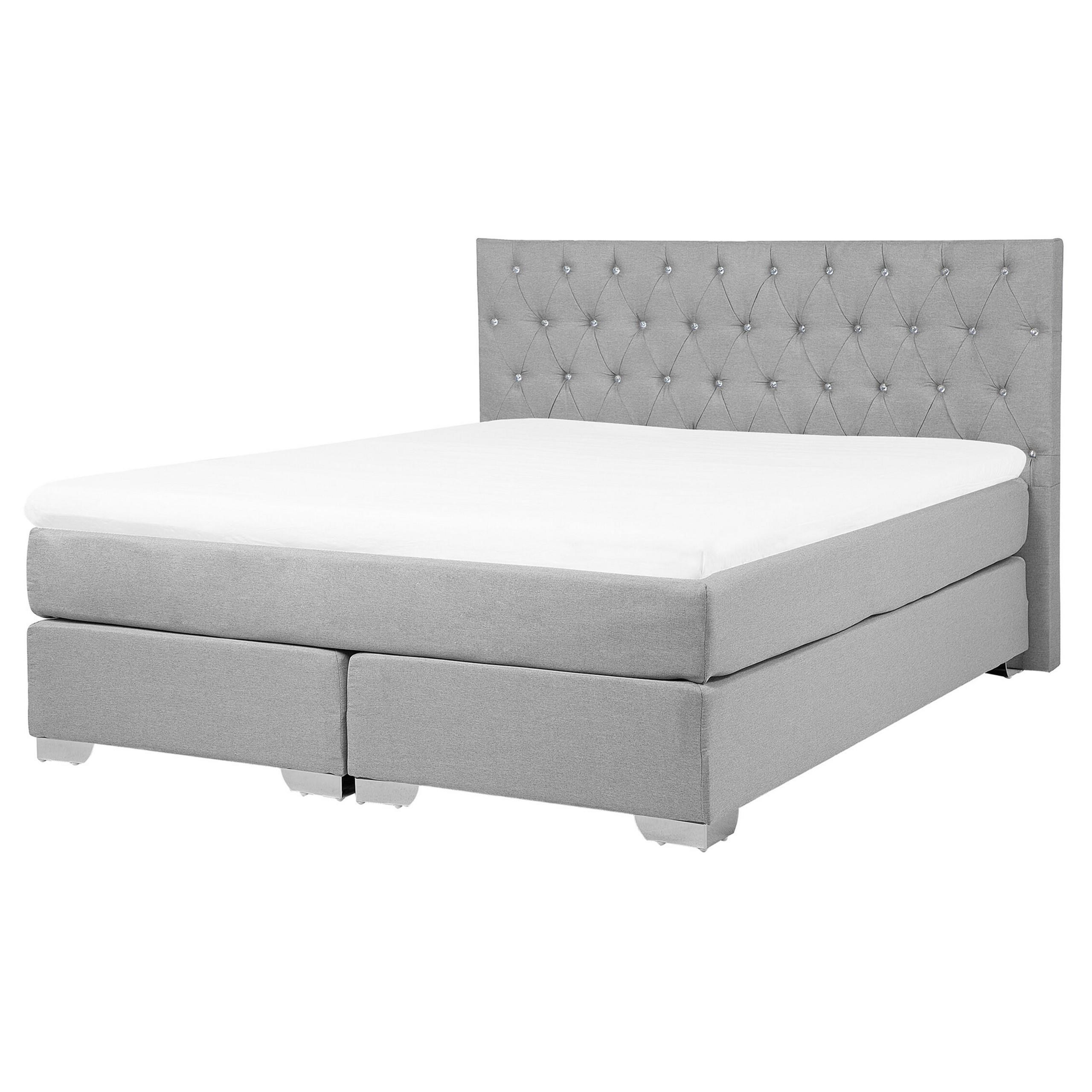 BOXSPRINGBETT 160/200cm Hellgrau Duchess - Hellgrau, Textil (160/200cm) - Beliani