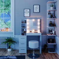 SCHMINKTISCH Meryl Weiß 80 cm mit LED Beleuchtung und Hocker - Weiß, Holzwerkstoff (80/127.4/40cm) - Vicco