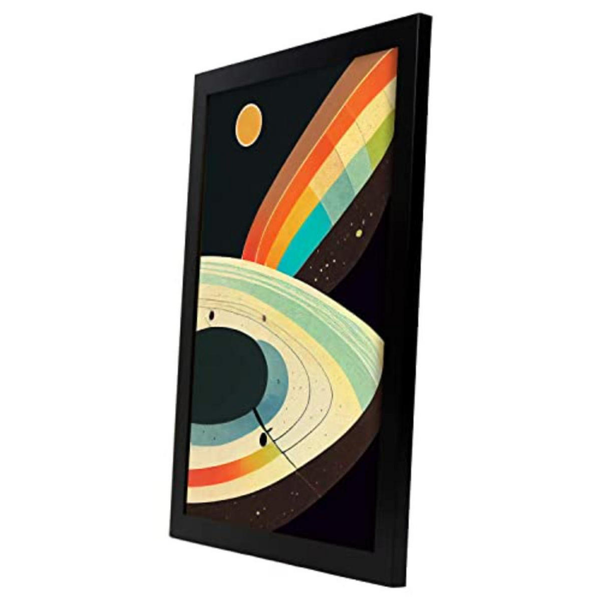 POSTER Set mit 4 Abstrakt Kurve Moderne Galaxien A3 Schwarzer Rahmen - Schwarz, Papier (29.7/3cm) - Nacnic