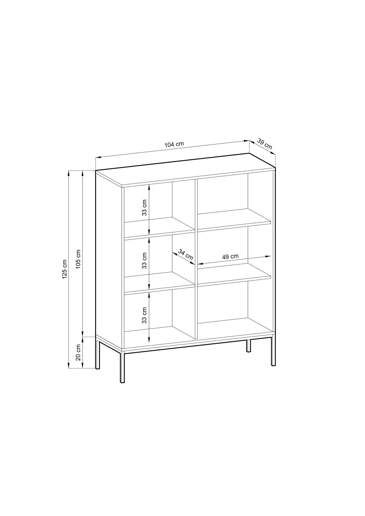 HOCHKOMMODE NOVA Geriffelt, 2-Türen, KOMMODE Schwarz, Goldfüße 104x39x cm Grau - Goldfarben/Graphitfarben, Holzwerkstoff/Kunststoff (104/125/39cm) - DomoHome