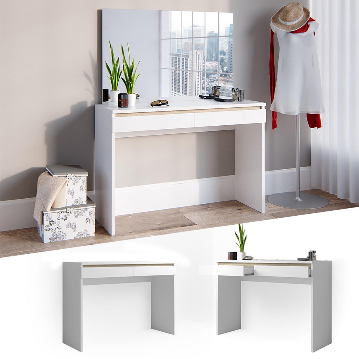 KONSOLENTISCH Emma Weiß 120 cm ohne Spiegel - Weiß, Holzwerkstoff (41.8/120/83cm) - Vicco