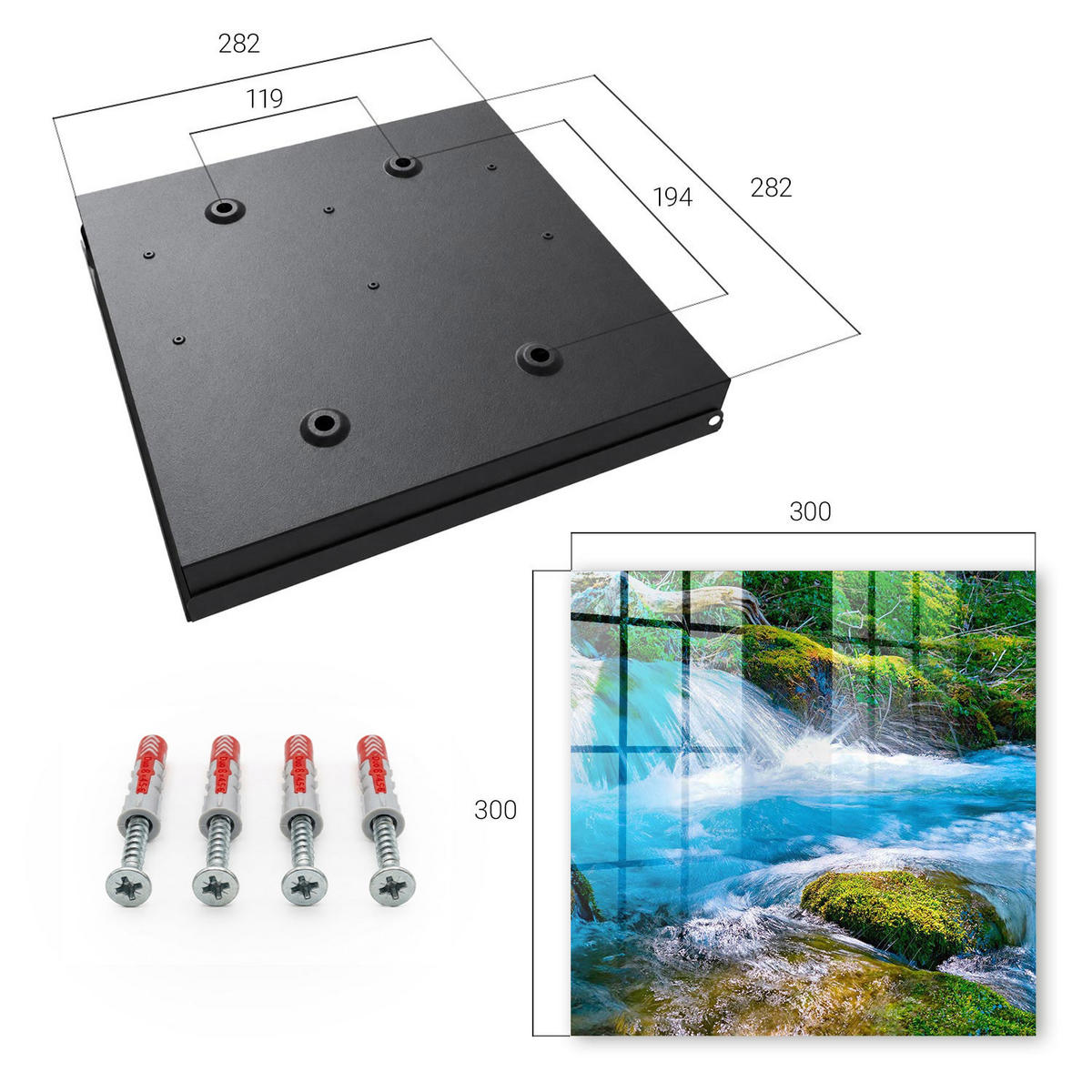 SCHLÜSSELBOX Schwarz 30x30 cm- Türöffnung nach rechts - Ein ruhiger Fluss - Blau, Metall (30/30/5cm) - TULUP