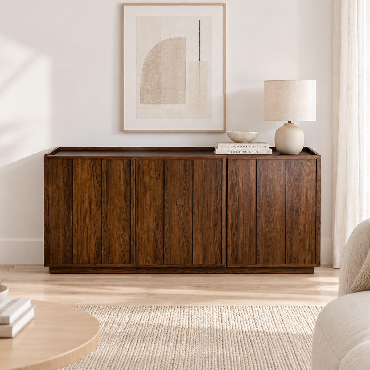 SIDEBOARD mit 3 Türen in Nussbaumoptik 40/79/140 cm - Nussbaumfarben, Holzwerkstoff (140/79/40cm) - Calicosy