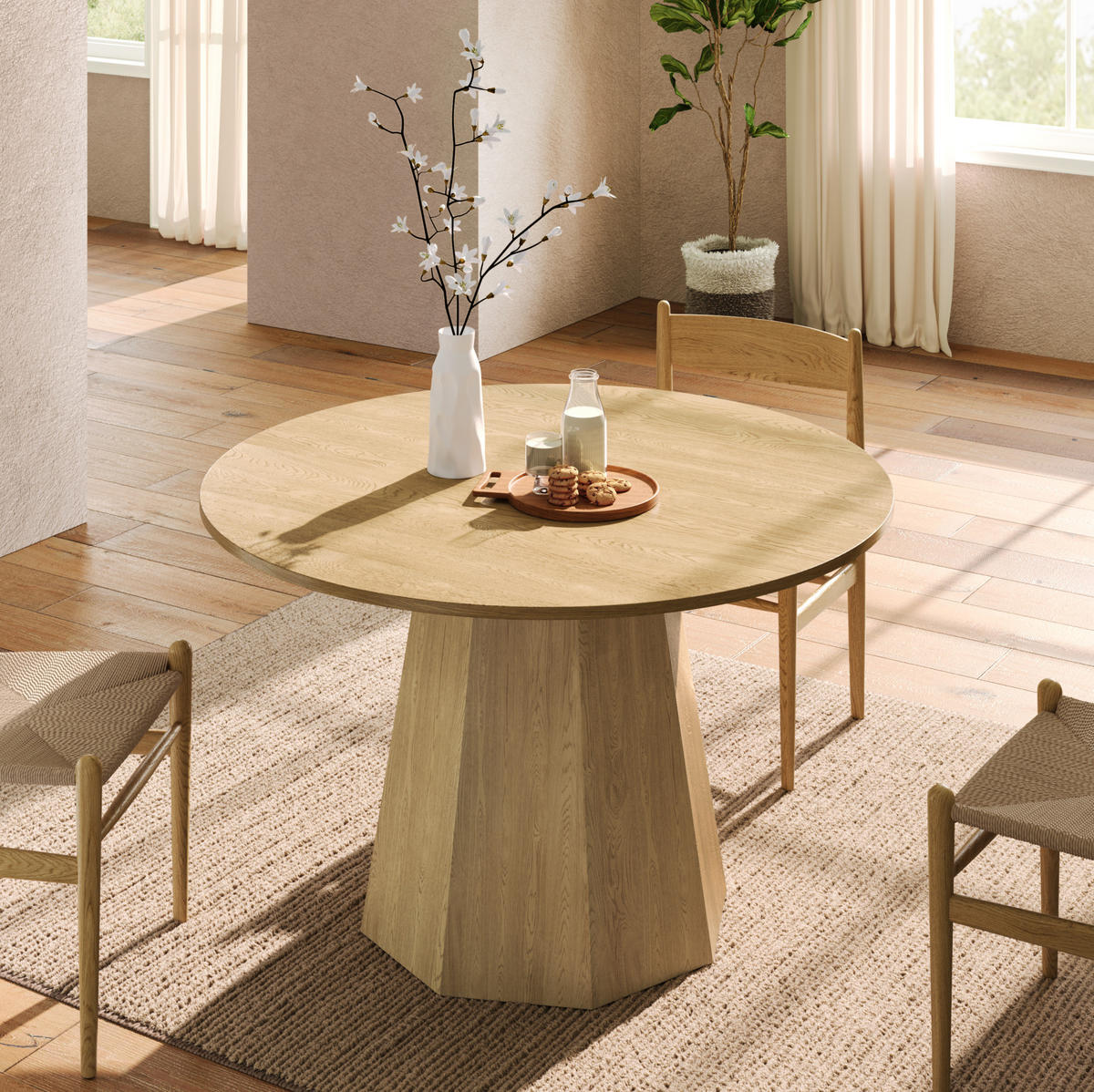 RUNDER Esstisch aus MDF, Ø 120/75 cm, Eichenoptik - Eichefarben, Holzwerkstoff (120/120/75cm) - Redom