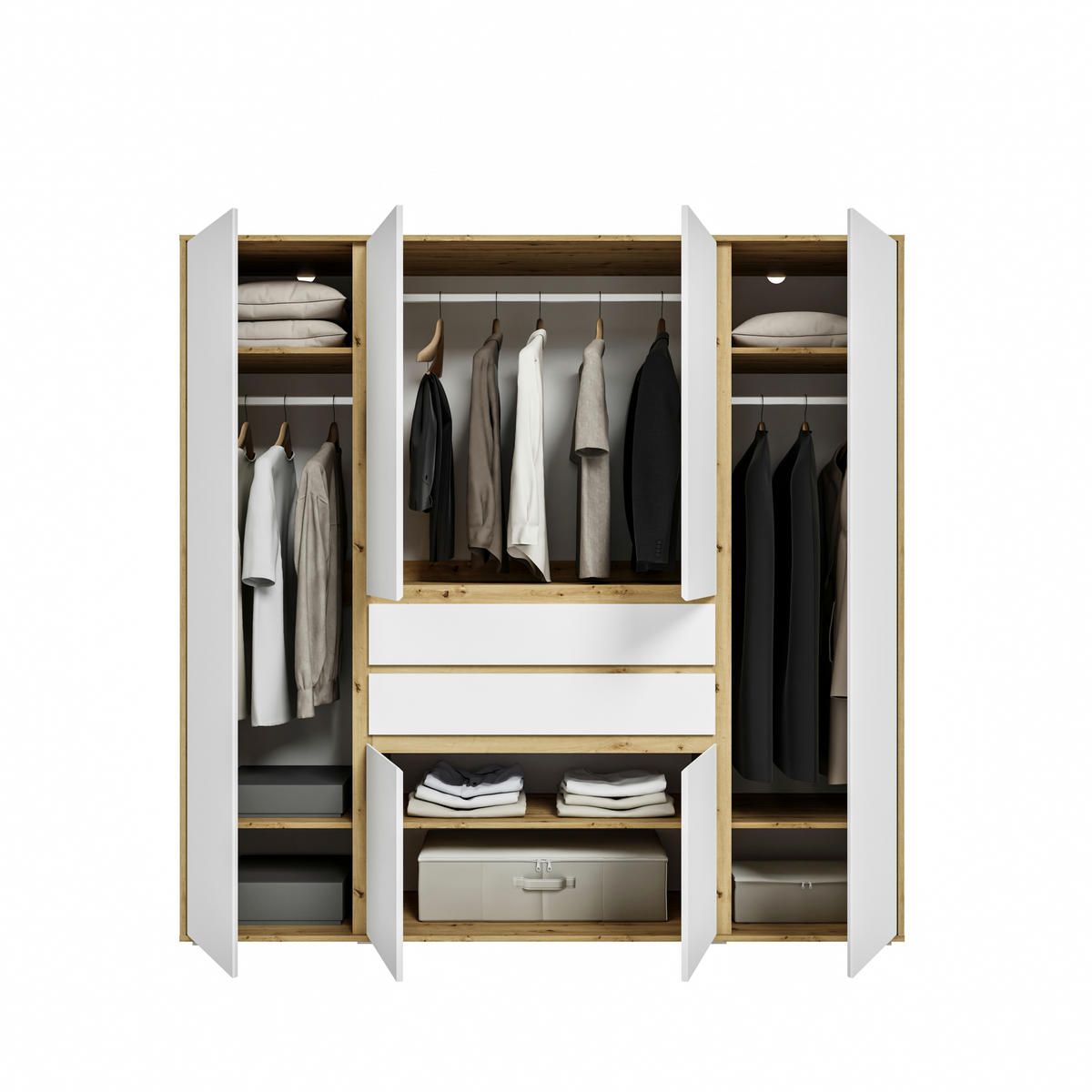 KLEIDERSCHRANK 4-türig FALUN (B/H/T: ca. 197/194/56 cm) in Artisan Eiche Nachbildung/weiß - Eiche Artisan, Holzwerkstoff (197/194/56cm)