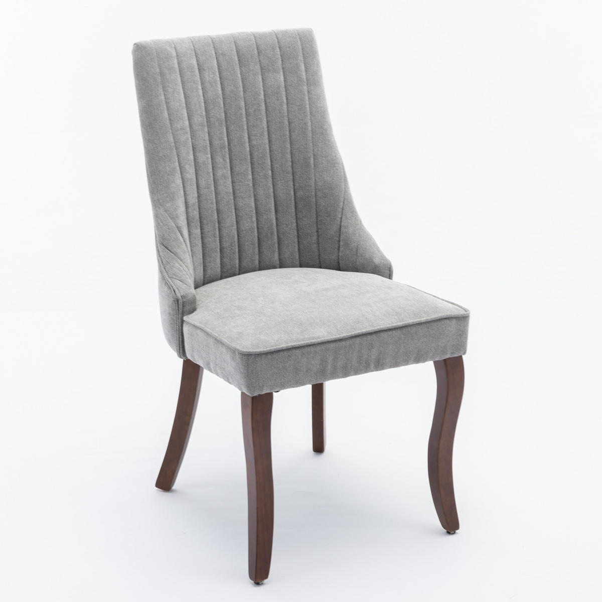 ESSZIMMERSTUHL 2er-Set mit hoher Rückenlehne Chenille Grey - Grau, Holz (50/95.5/64cm) - Meubliv