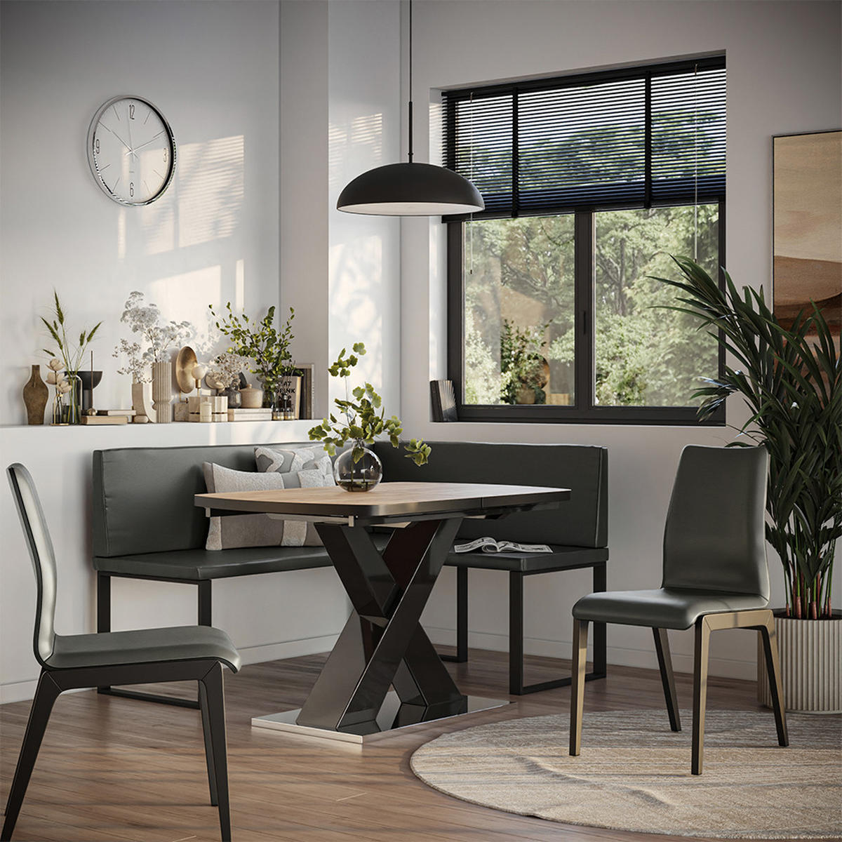 ESSZIMMER-ECKBANK Ravon Schwarz 120 x 150 cm - Schwarz, Textil (120/87/150cm) - Vicco