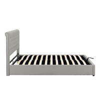 POLSTERBETT 140/190 cm Grau mit Hydraulikbettkasten und Nietenverzierung - Grau, Textil (140/200cm) - OKWISH