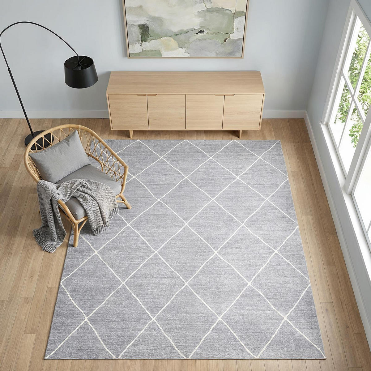 TEPPICH RHOMB grau - Grau, Textil (200/300cm) - IDIMEX