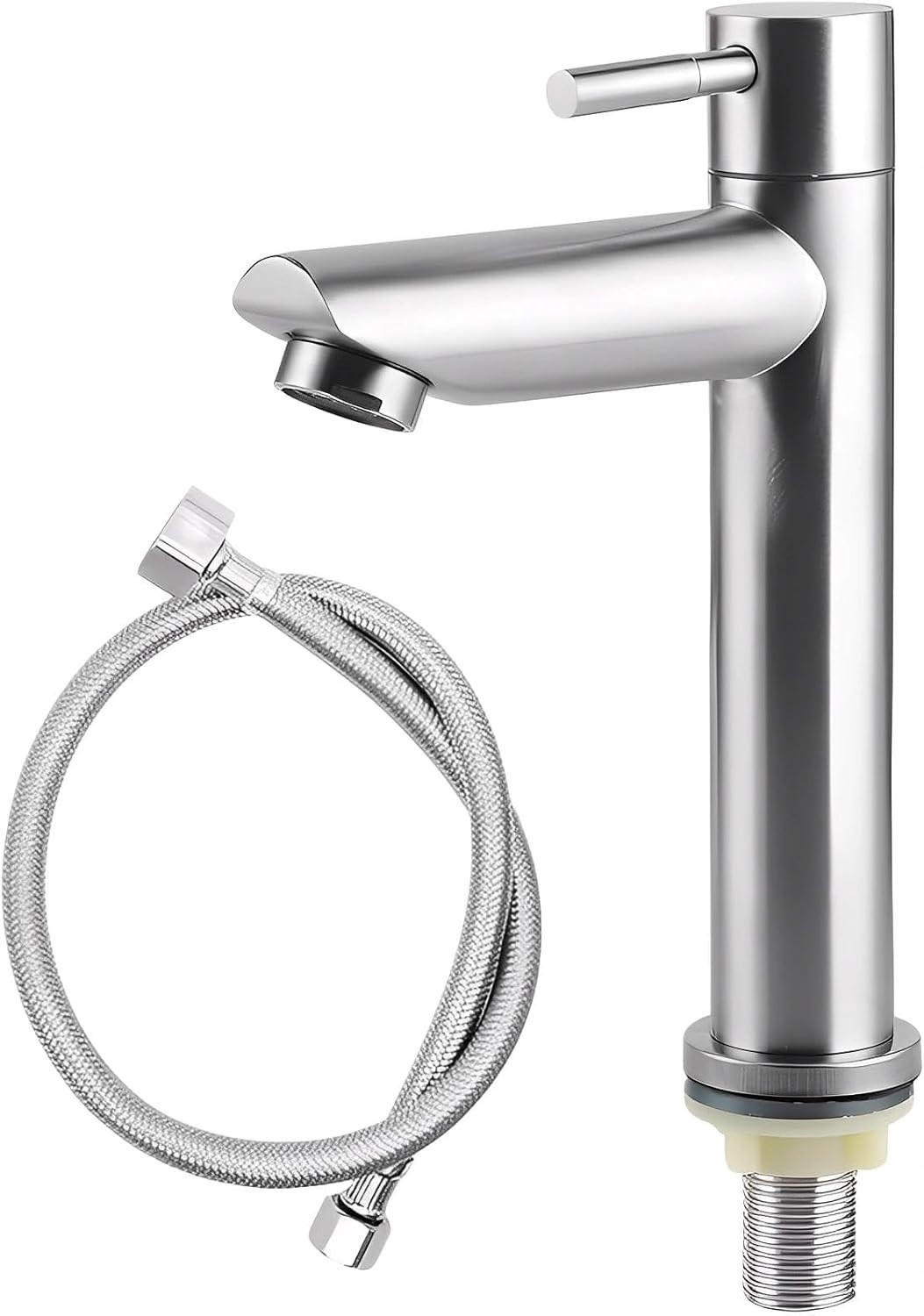 BADEZIMMERARMATUR mit 80 cm langem flexiblem Schlauch, 17.8 x 12.5 cm, silber. - Silberfarben, Metall (24/6/16cm) - Vallsero