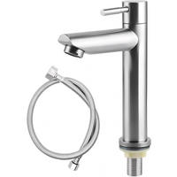 BADEZIMMERARMATUR mit 80 cm langem flexiblem Schlauch, 17.8 x 12.5 cm, silber. - Silberfarben, Metall (24/6/16cm) - Vallsero