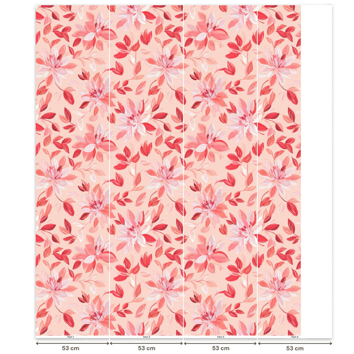 TAPETE - Botanisch - Blumen - Rot - 200x240 cm - Koralle, Papier (200/240cm) - OnlyWow