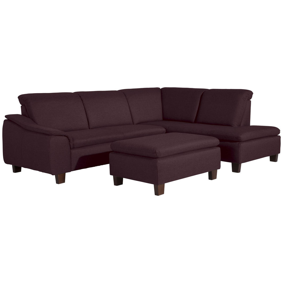 ECKSOFA mit Ottomane rechts Kaylil Flachgewebe burgund - Bordeaux, Kunststoff (187/247cm) - 58aufmkessel